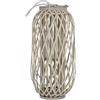 ECD Germany Lanterna Ried 60 x Ø30 cm Portacandele con Manico Legno Naturale Grigio/Marrone Vimini con Inserto in Vetro retrò Intrecciata a Mano Portacandela per Uso Esterno da Giardino