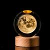 Generic Luce notturna 3D a forma di sfera di cristallo, base in legno, sfera di vetro, spazio espositivo a LED, per camera da letto e decorazione d'ufficio. (La luna)'