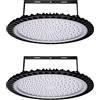 Gowtall 500W Alta Luce Della Baia, UFO Interni Lampadario 50000LM 6500K Luce Bianca, 2 Pcs LED Faretto, Impermeabile IP65 Fari Risparmio Energetico Farettoper Officine,Fabbriche, Supermercato