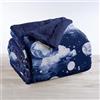 IlGruppone Passione Casa Coperta Plaid in Pile Sherpa Invernale, Morbida e Calda, Pelosa in Finta Pelliccia Singola Matrimoniale Doppio Lato - Moon - Plaid 130x160