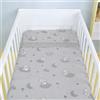 Corredocasa Completo Lenzuola Neonato per Culla - Set di Lenzuola Stampato Sotto Sopra e Federa con Disegni Assortiti Made in Italy, Disponibile in Cotone e Flanella (Grigio, Cotone)