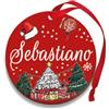 Corredino Neonato Pallina di Natale Personalizzata con Nome, Decorazione Natalizia 100% Italiana, Rosso, 8 cm (Rosso,Sebastiano)