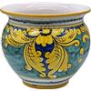 Sicilia Bedda - VASO IN CERAMICA DI CALTAGIRONE - Realizzato e Dipinto a Mano - Altezza 20 CM Diametro 26 CM (Maiolica Blu)