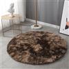 Generico Tappeto Rotondo 200 Cm 160 120 80 140 100 Cm, Tappeti da Soggiorno a Pelo Lungo, Soffice E Morbido Tappeto Antiscivolo per Camera da Letto, Tappeto da Letto a Pelo Lungo,Dark Brown,160cm