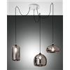 FABAS LUCE 3496-47-126 SOSPENSIONE FIONA IN VETRO SOFFIATO COLOR FUME' 3x60W E27