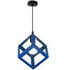 TOKTOP - Lampadario a sospensione moderno, lustre in metallo a forma di cubo, E27, stile geometrico, sospeso per camera dei bambini, camera degli adolescenti, soggiorno, ristorante, colore: blu