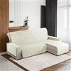 la biancheria di casa - Simplicity Plus - Copridivano con penisola, salvadivano trapuntato in microfibra morbida idrorepellente OEKO-TEX, lavabile, per divano 2, 3 e 4 posti | Beige, Seduta 195 cm
