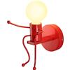 YOXANG Parete Luci per Soggiorno Camera da Letto Moderno Creativo LED Lampade da Parete Bambini Sconces Illuminazione Arredamento Illuminazioni per Pareti Comodino Metallo Lampada 1 × E27 40W (Rosso)