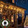 Aigostar Luci Natale Cascata 3M+5M*0.6M, 100 LED Catena Luminosa Impermeabile IP44, Luce Calda, 8 Modalità per Feste, Casa, Natale, Finestra, Matrimonio