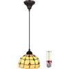 Uziqueif G, Tiffany Lampada a sospensione,Plafoniera a sospensione da 8, Paralume in vetro, per cucina, Lampadario vintage per sala da pranzo, Soggiorno, Altezza regolabile