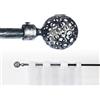 GD LOVES YOUR HOME Bastone Tenda Estensibile Ferro Antichizzato Shabby Chic Asta Anelli Scorritenda MOD. Palla cava con motivo circolare (Nero(versione Danneggiata) Argento, 160-310 CM)