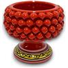 KORAT Vaso Pigna in Ceramica Rosso 15 cm con Base Decorata a Mano Elegante Soprammobile Artigianale, Portavaso Classico per Arredo Casa, Cucina e Giardino, Vaso Porta Fiori, Centrotavolo Moderno