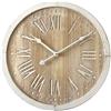 Rebecca Mobili Orologio A Muro, Orologi Design, Stile Retro, Bianco Marrone Chiaro, Legno Mdf, Numeri Romani, per Idea Regalo - Misure: 40 x 40 x 4,5 cm (HxLxP) - Art. RE6463