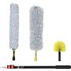 HOMCOM Kit per Pulizia della Casa con Asta di Prolunga, Spolverino per Ragnatele e Ventilatore a Soffitto, in Microfibra, Giallo e Grigio