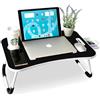 unycos - Vassoio per la Colazione e da Letto【60x40x26 cm】Tavolo Pieghevole con Leggio, Supporto Multifunzionale per Computer Portatile, Tablet, Lavorare, Leggere (Nero con Cassetto)
