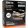 Eurocali Striscia LED 5 metri Professionale 24V 40W 8 W/mt - KIT con 5 Strisce Monocolore da 630 LED 126 LED/mt e 5500 Lumen 1100 Lm/mt 137 Lm/W - Luce Bianco Caldo 3000K (Pacco 5 Bobine da 5mt)
