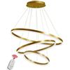 BEHWU Moderna Lampada a Sospensione a LED Anelli Lampada a Sospensione Altezza Regolabile Lampadario a Soffitto Moderno Dimmerabile 3000k-6000k con Telecomando per Soggiorno Camera da Letto Sala da Pr