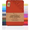 NatureMark Lenzuolo con angoli elasticizzati in jersey, in 100% cotone, in molti colori e misure, conforme all'Oeko-Tex Standard 100, 180 x 200 cm - 200 x 200 cm Ruggine di rosso