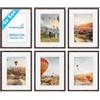 PHOTOLINI Set di 6 cornici per poster 30x40 cm con passe-partout 20x30 cm legno MDF rovere scuro, plexiglass infrangibile, da parete, accessori inclusi - per foto, immagini e poster