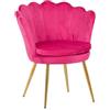 IlGruppone Poltrona Conchiglia Camera da Letto in Velluto Design Moderno, Sedia Classica con Gambe in Metallo Placcato Oro - Poltroncina per Salotto con Seduta Morbida Imbottita Modello Maddina - Ciliegia