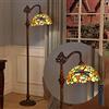WRMING 12W LED Lampada da Terra Soggiorno Dimmerabile,Tiffany Regolabile Vintage Lampada a Stelo,E27 Vetro Lampada da Lettura per Camera da Letto Studio Ristorante,con Telecomando,H165cm,d
