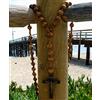 AAWFHRIE Super Jumbo Holy Mix Beads rosario santificato in legno naturale catena croce di Gesù XL Large 42 pollici rosario da parete