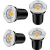 DUOAZJL Faretti a LED da 4 pezzi - Lampada da terra rotonda da 3 W per esterni, luce per pozzo interrato/Mini faretto da giardino COB/Illuminazione da giardino impermeabile IP67(White,3W(12-24v))