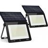 081 Store - 2 PEZZI Faro LED Esterno con Pannello Solare 400W 170 LED, Faretto Solare con Crepuscolare IP67