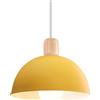iDEGU Lampada a Sospensione Retrò 20CM LED Lampada a Soffitto in Legna Metallo Moderna Lampadario Stile Scandinavo a Semicerchio Plafoniera per Soggiorno Sala da Pranzo Camera da Letto (Giallo)