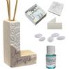 Regalami.shop bomboniera profumatore in marmo di Carrara completo di scatola, confetti, essenza, nastro e bigliettino (lettera l)