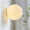 LIGINOK Moderna applique da parete in sfera bianca smerigliata E27 lampada da parete per interni in vetro, 12 cm, illuminazione da comodino, retrò, 5 W, lampada da parete per soggiorno, camera da