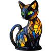 LOHOM Lampada vintage a forma di gatto in vetro colorato, luce notturna artistica a forma di gatto, notturne a in resina fatta a mano, luci da comodino a a tema gattino, luci da tavolo a LED a