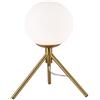 Partenopea Lampada da Tavolo color Oro Ottone con Sfera Palla Bianco opaco Design elegante da interni per Illuminare e Decorare scrivanie comodini tavolini (Tripode)
