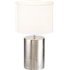 Fischer & Honsel Lampada da tavolo Prata | argento antico | paralume in tessuto | altezza 43,00 cm | diametro 24,00 cm | con interruttore a filo | 1 x E27 max. 40 Watt senza lampadina | 50663