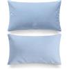 SpazioTessile Coppia Federe Copri Guanciali Tinta Unita 26 Colori 100% Cotone Misura 52x82 (Azzurro)