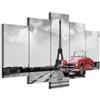 Cuadros B&D XXL - Quadro 200x100 cm 5 Pezzi - Stampa su Tela Strutturata XXL Grande - Quadri Moderni Componibili Camera da Letto Matrimoniale - Stampe da Parete Arte - Parigi Auto Quadro 030106-11