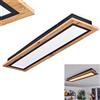 hofstein Lampada a soffitto LED Salmi, lampada a soffitto in metallo/MDF/plastica in nero/look legno/marrone/bianco, luce rettangolare (80 cm x 20 cm), 2800 lumen, 3000 K, LED 24 Watt