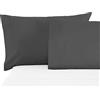 BANZAII TEXTILE INNOVATOR ONLINE Banzaii Coppia Federe Cuscini Letto in Microfibra 50x80 cm, Anallergiche, Antiacaro, Made in Italy, Grigio Scuro