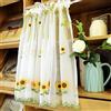 A.Monamour Tenda Corta per Finestra Piccola In Voile Bianco Trasparente Con Ricamo Girasoli e Fiocchi - Cucina, Bistrot, Caffè, Mezza Mantovana, Vetro, Lavandino