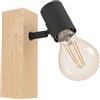 Eglo Lampada da parete Townshend 3, plafoniera vintage a uno punto luce, lampada da parete dal design industriale, lampada retrò in acciaio e legno, nero, marrone, E27
