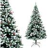 BAKAJI Albero di Natale Innevato Super Folto, Molto Pieno, 1288 Rami Pino Floccato, Decorazione Natalizia con Bacche Addobbo Altissima Qualità, Apertura Ombrello, Foltissimo (210 cm Mingerl)