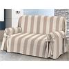 SpazioTessile Copri Divano Poltrona Salvadivano Fasce Panama Cotone con laccetti 1, 2 e 3 Posti (Beige, Poltrona)