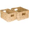 HMF Cestino portaoggetti HMF intrecciato in giacinto d'acqua, cestino decorativo con manici per riporre oggetti in bagno, cucina e zona giorno | Set da 2 | Dimensione M + L | Naturale