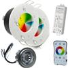Planetitaly KIT 2Pcs faretti cromoterapia LED RGB RGBW 12W IP65 24V incasso box doccia bagno turco centralina telecomando alimentatore 24V incluso (dimmerabile rgb+4000k) (COLORE BIANCO)