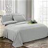 Trademoon Lenzuolo in 100% cotone satinato a righe, lenzuola di prima qualità per casa, hotel e pensioni, resort, ecc., con 2 federe per cuscino (grigio, queen size, 228,6 x 274,3 cm)