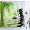 OCEUMACO 3D Zen Bamboo Tenda Doccia Antimuffa Orchidea Bambu Tende Doccia Vasca Bagno Grande Tessuto Poliestere Impermeabile 200x200 cm Stoffa Lavabile Lavatrice con Anelli - Verde 1