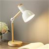 Mengjay Trade Lampada da Tavolo LED da Scrivania, Design in Legno Classico Braccio Pieghevole, Retrò Lampada da Scrivania,Lampada da Comodino da Lettura per Studio, Ufficio, Bianco