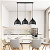 ChaoZan Lampada A Sospensione dal Design Moderno Nordico, Lampada A Sospensione A Forma di Imbuto Nero, alluminio Metallo Regolabile in Altezza E27x3 Ristoranti sala da pranzo soggiorno Caffè