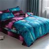 Loussiesd, Set di biancheria da letto per ragazze con copripiumino, reversibile, lussuoso, viola, blu, cielo stellato, morbido, con cerniera, con stella, galassia, Via Lattea, viola, king size