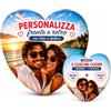 SeeSee 2 Cuscini Cuore Personalizzati con Foto e Dedica, Set 40x40 cm + 20x20 cm, Stampa Fronte e Retro, Regalo Personalizzato per Coppia, Anniversario, Compleanno, Made in Italy